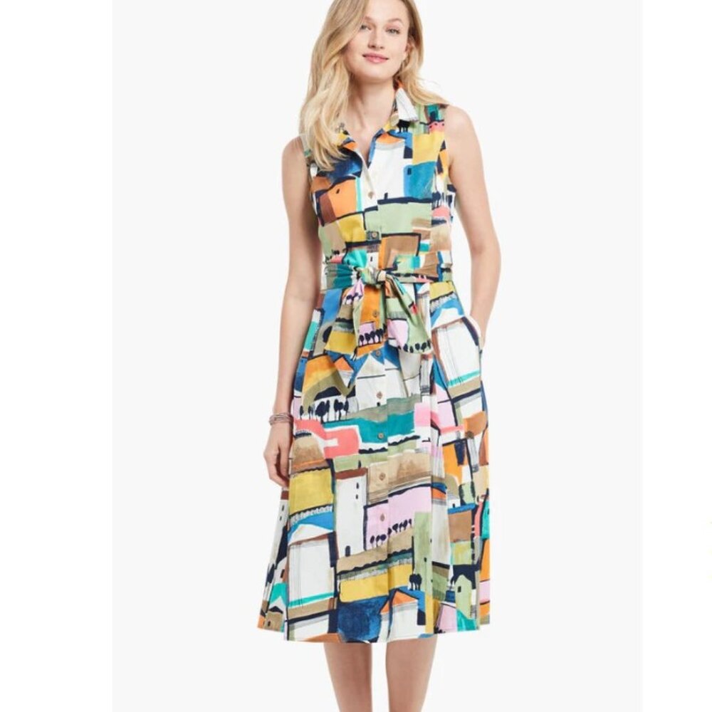 NIC+ZOE Colorful Abstract Print Cotton Dress NWOT